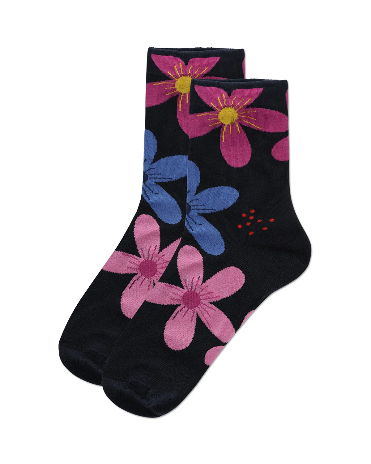 Women's Garden Floral Combed Cotton Crew Socks sold by MeMoi product image thumbnail 3