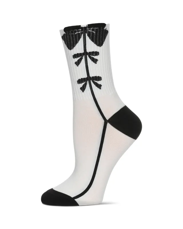 Women's Ribbed Bow Trio Crew Socks sold by MeMoi