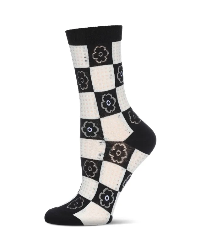 Women's Daisy Squared Crew Socks sold by MeMoi