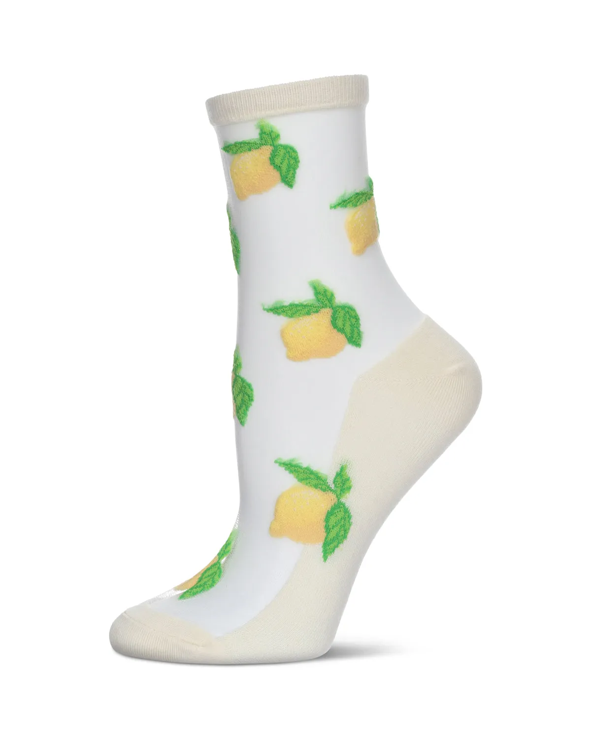 Women's Lemon Sheer Combed Cotton Crew Socks sold by MeMoi