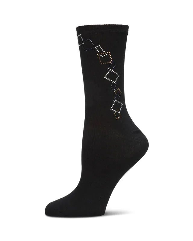 Women's Multi Color Rhinestone Chain Crew Socks sold by MeMoi