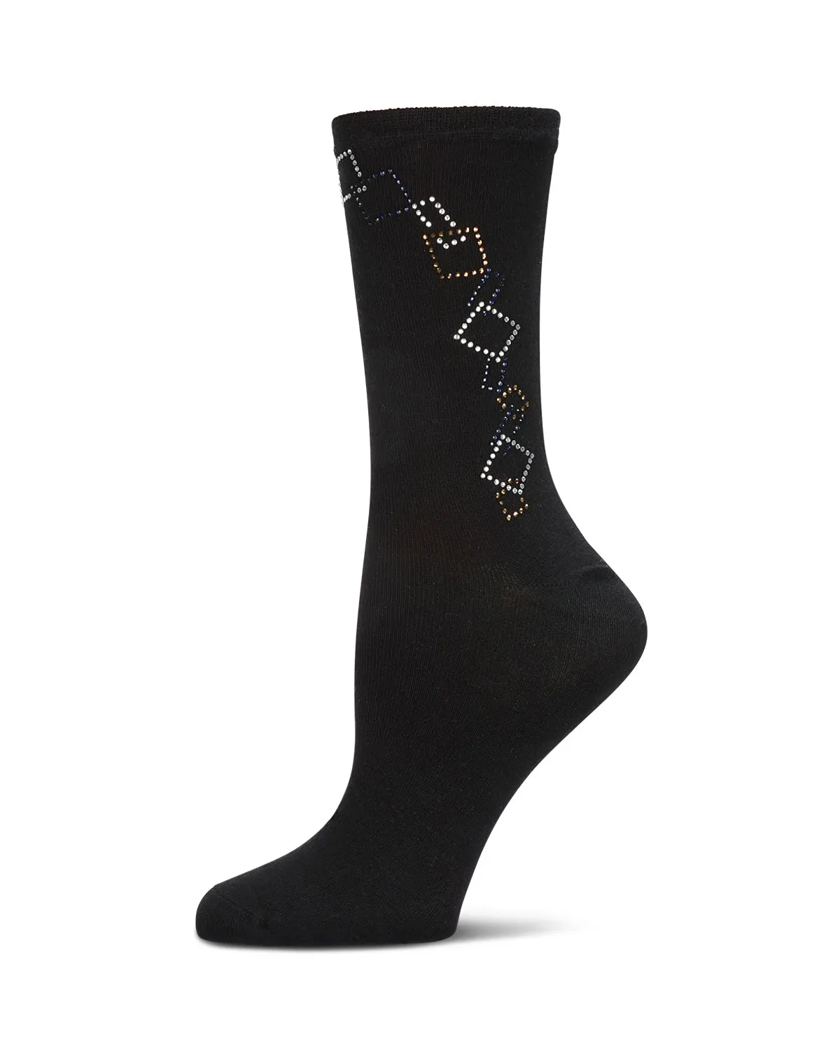 Women's Multi Color Rhinestone Chain Crew Socks sold by MeMoi