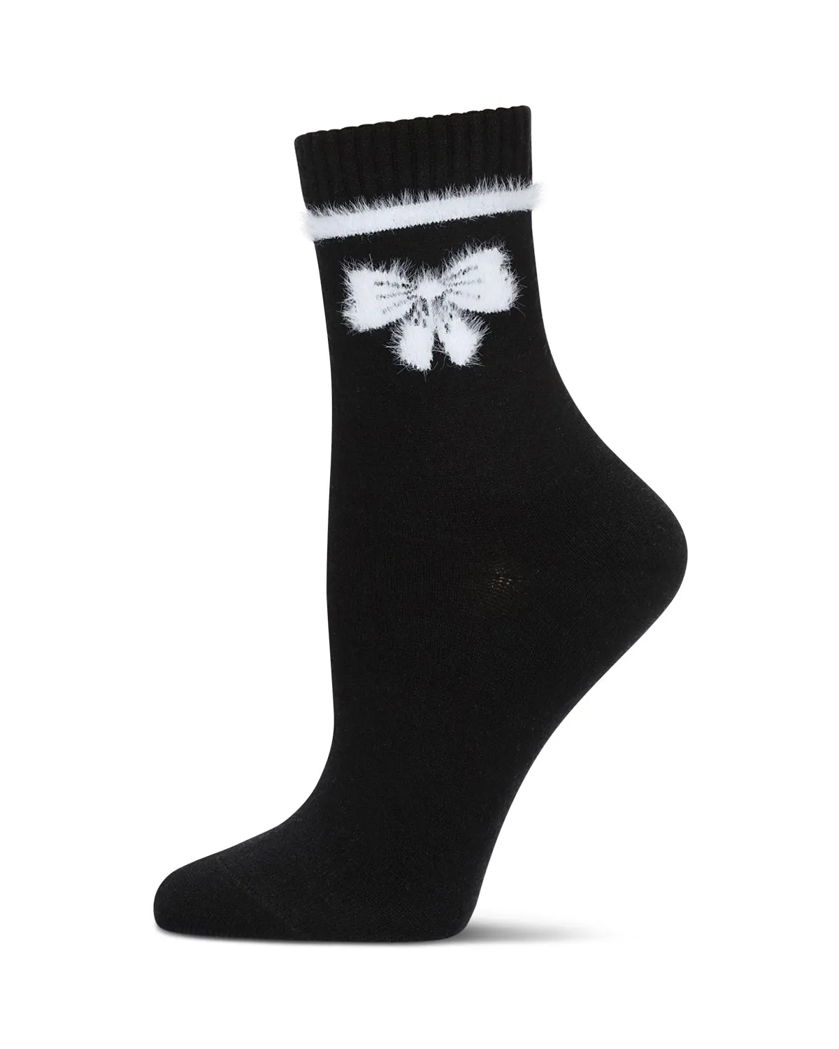 Women's Fuzzy Bow Cashmere Crew Socks sold by MeMoi