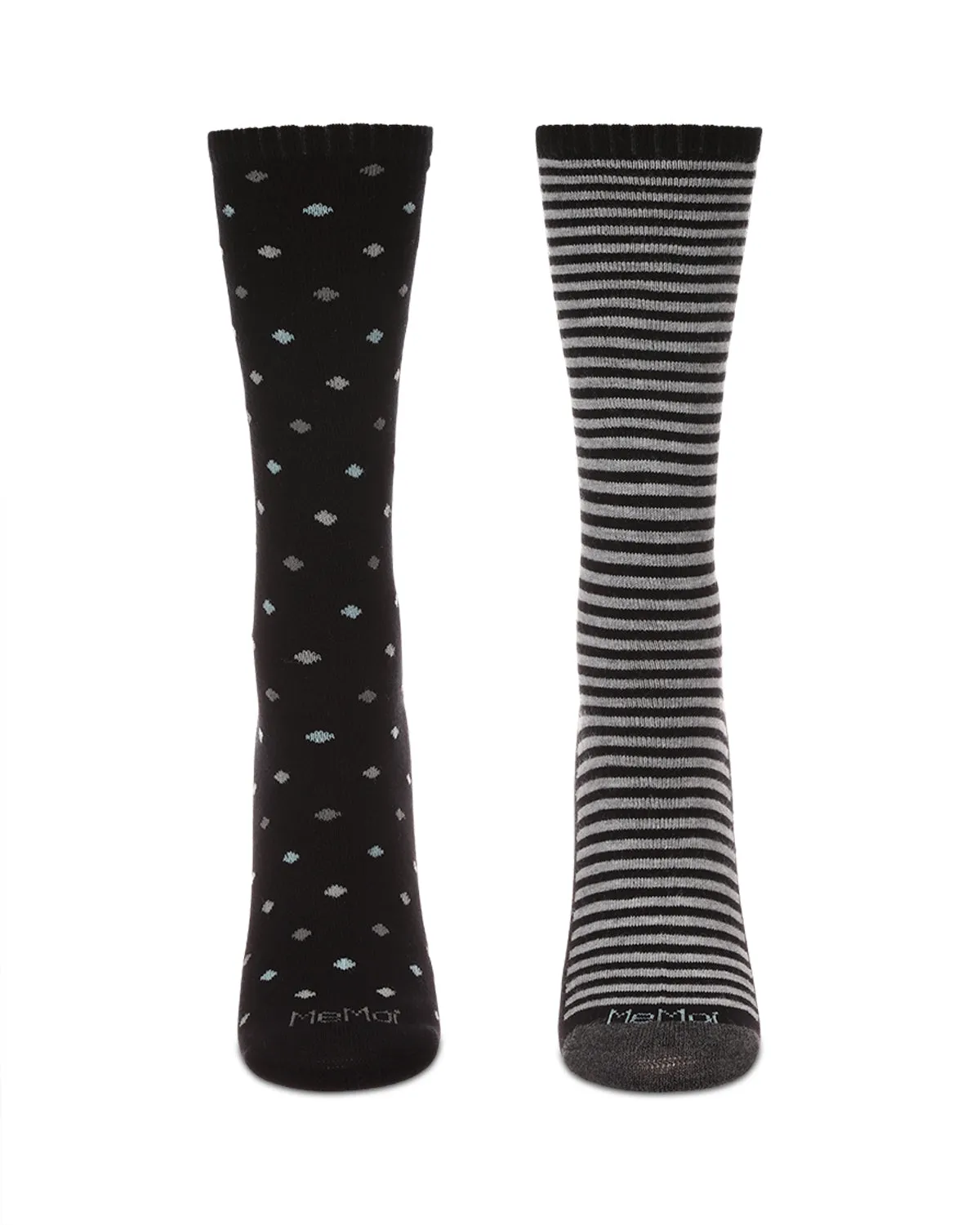 2 Pair Diabetic Dots/Stripes Half Cushion Crew Socks sold by MeMoi product image thumbnail 2