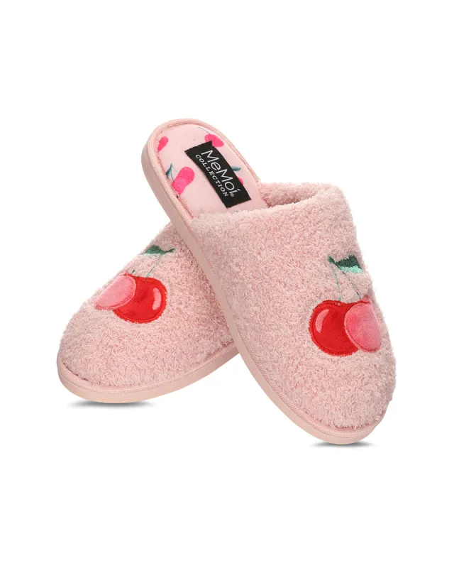 Women's Cherries Terry Slide Slippers sold by MeMoi