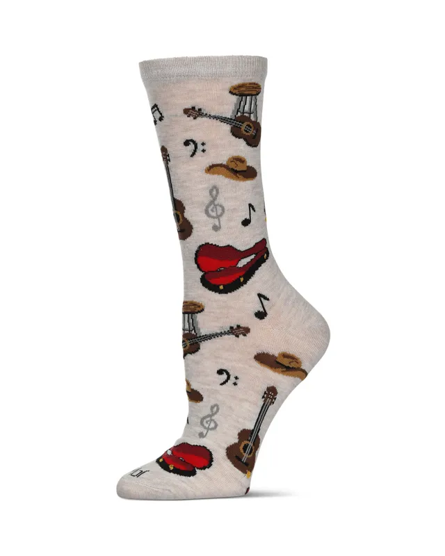Women's Guitars Bamboo Crew Socks sold by MeMoi