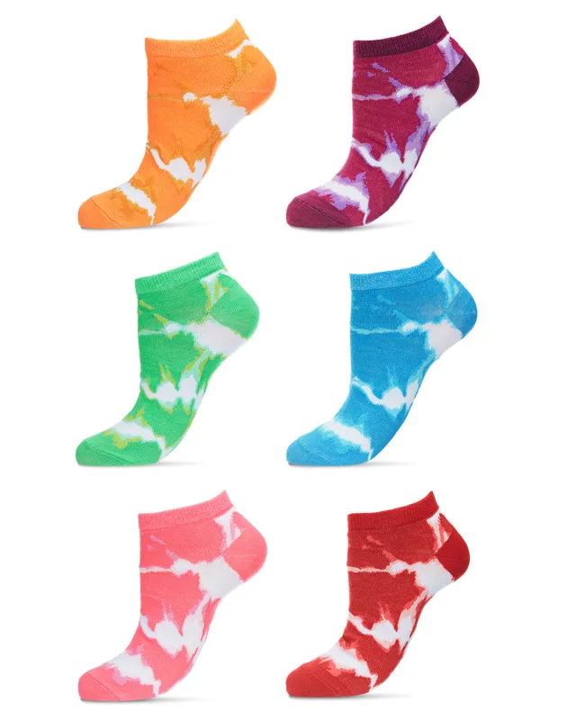 Women's 6 Pair Pack Tie Dye Low Cut Socks sold by MeMoi