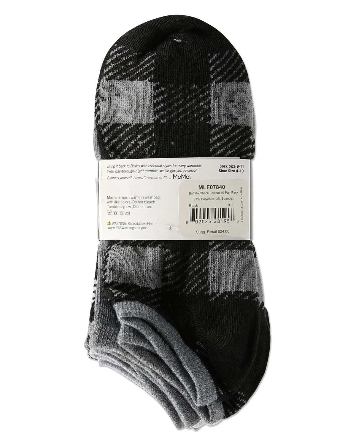 Women's 10 Pair Pack Buffalo Check Low Cut Socks sold by MeMoi product image thumbnail 4