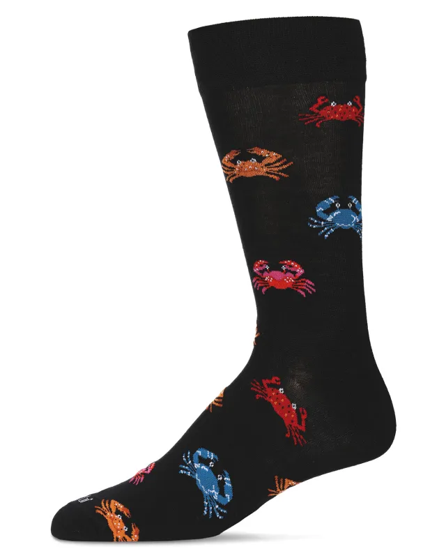 Men's "Crabs" Graphics Rayon Blend Novelty Crew Sock sold by MeMoi