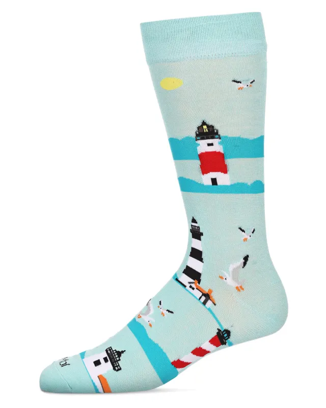Men's Lighthouses Bamboo Crew Socks sold by MeMoi