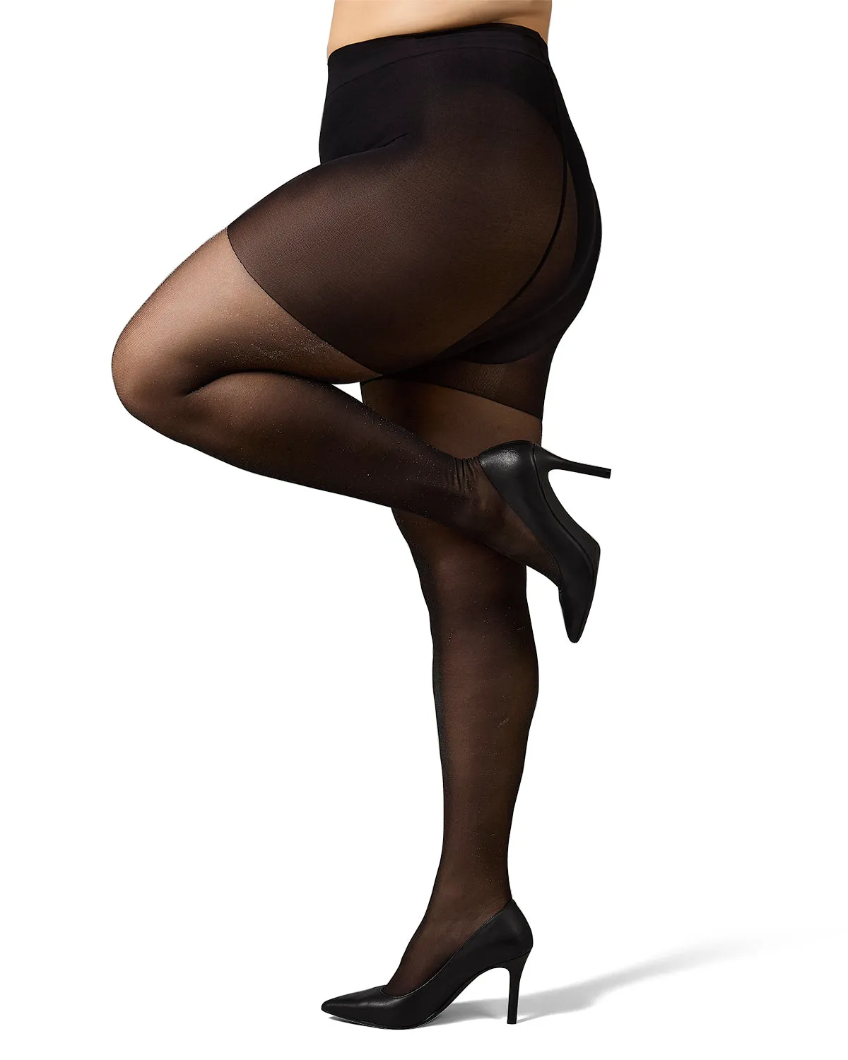 Women's Curvy Sparkle Sheer Nylon Control Top Tights sold by MeMoi