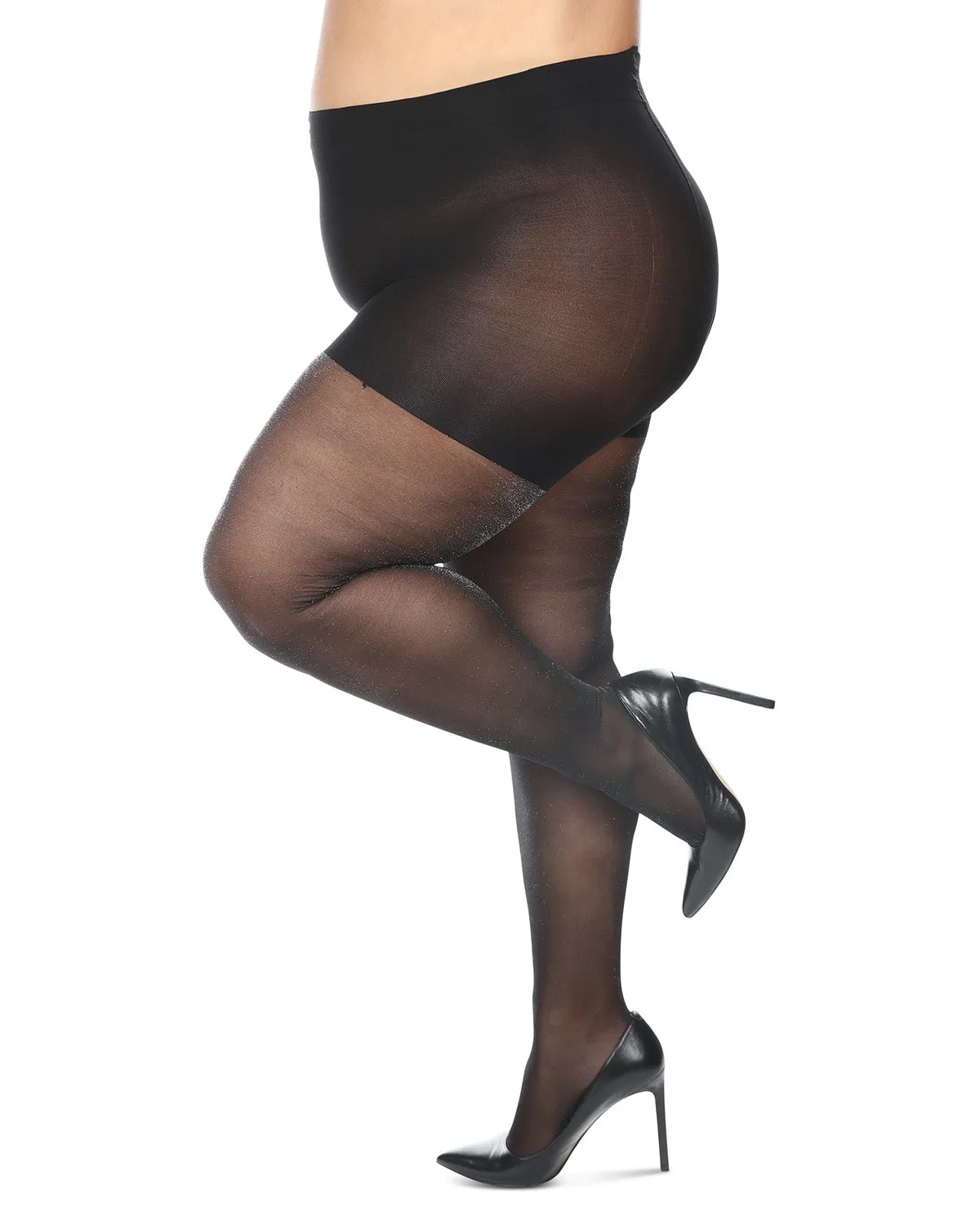 Women's Curvy Sparkle Sheer Nylon Control Top Tights sold by MeMoi product image thumbnail 2