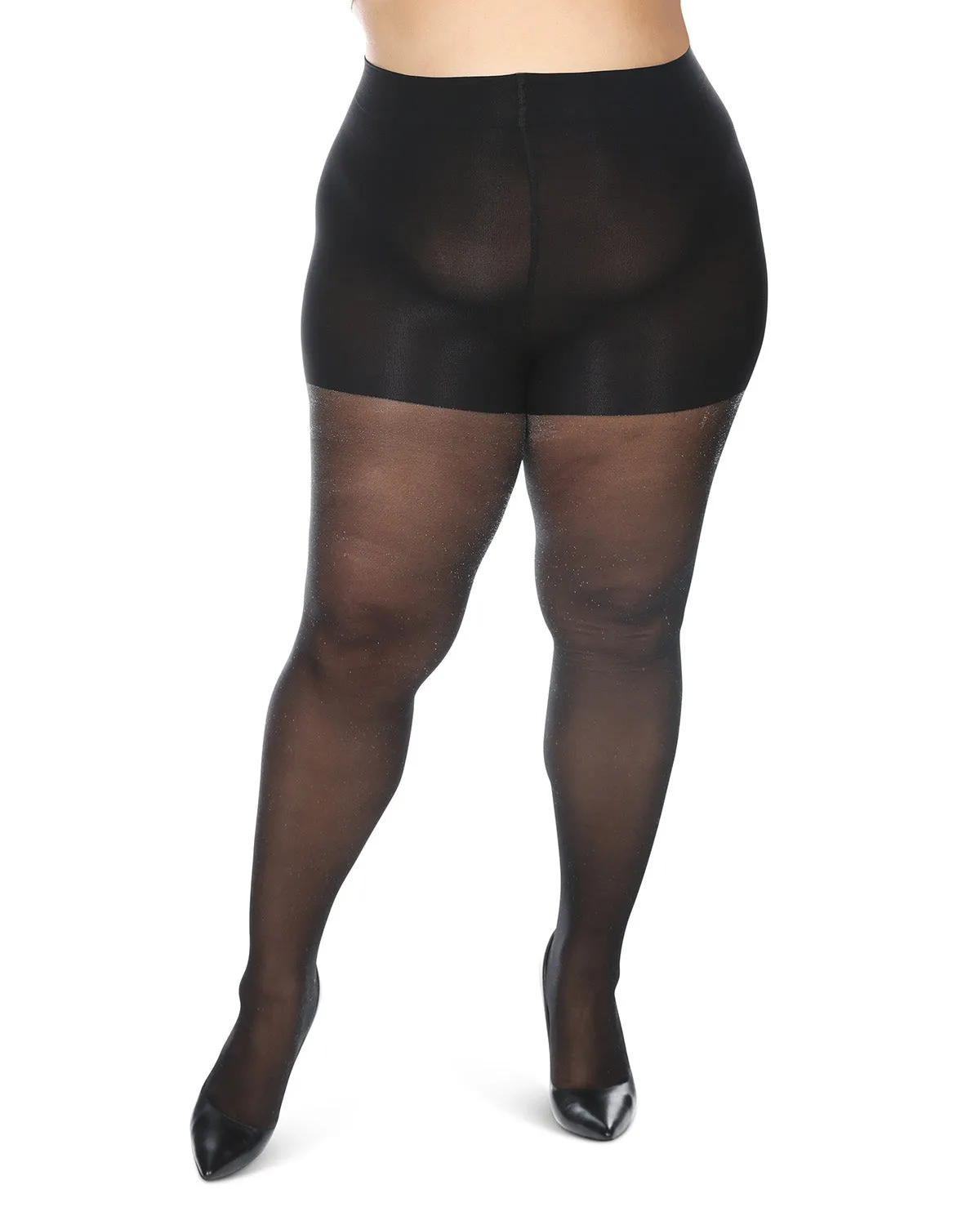 Women's Curvy Sparkle Sheer Nylon Control Top Tights sold by MeMoi product image thumbnail 5