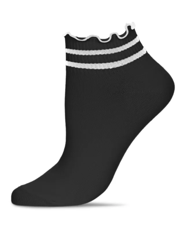Women's Combed Cotton Ruffle Stripe Low Cut Shortie Socks sold by MeMoi