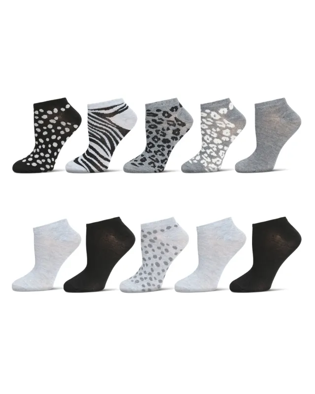Women's 10 Pair Pack Animal Print Low Cut Socks sold by MeMoi