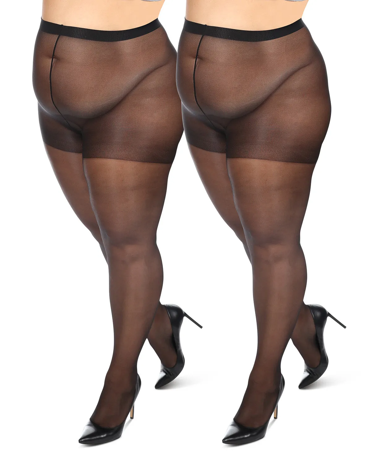 Women's 2 Pack Plus Size Satin Sheer Nylon Pantyhose sold by MeMoi product image thumbnail 5
