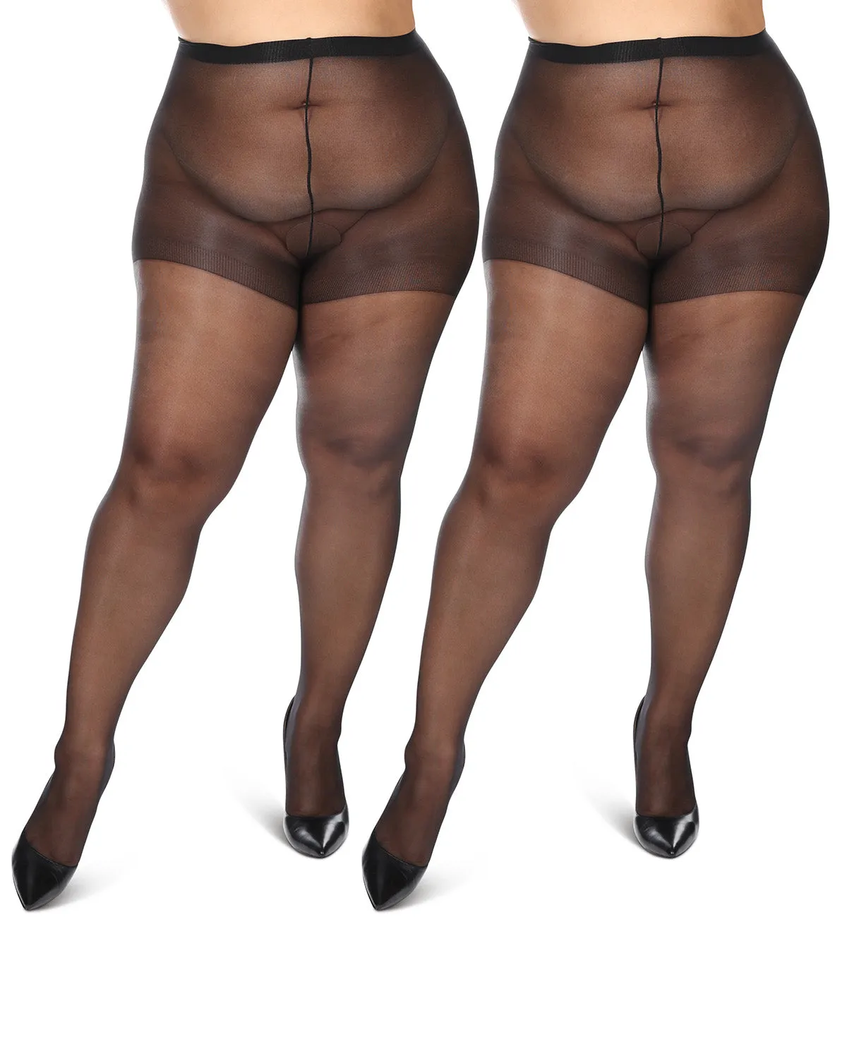Women's 2 Pack Plus Size Satin Sheer Nylon Pantyhose sold by MeMoi product image thumbnail 3
