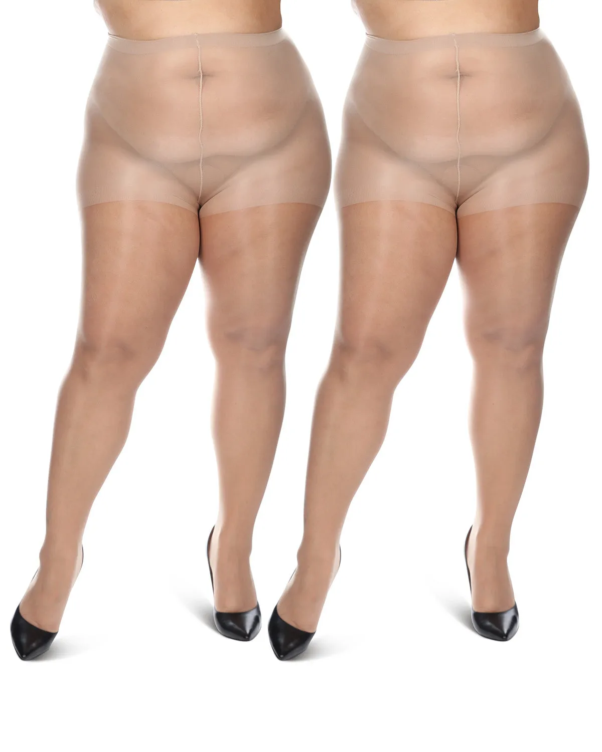 Women's 2 Pack Plus Size Satin Sheer Nylon Pantyhose sold by MeMoi product image thumbnail 4