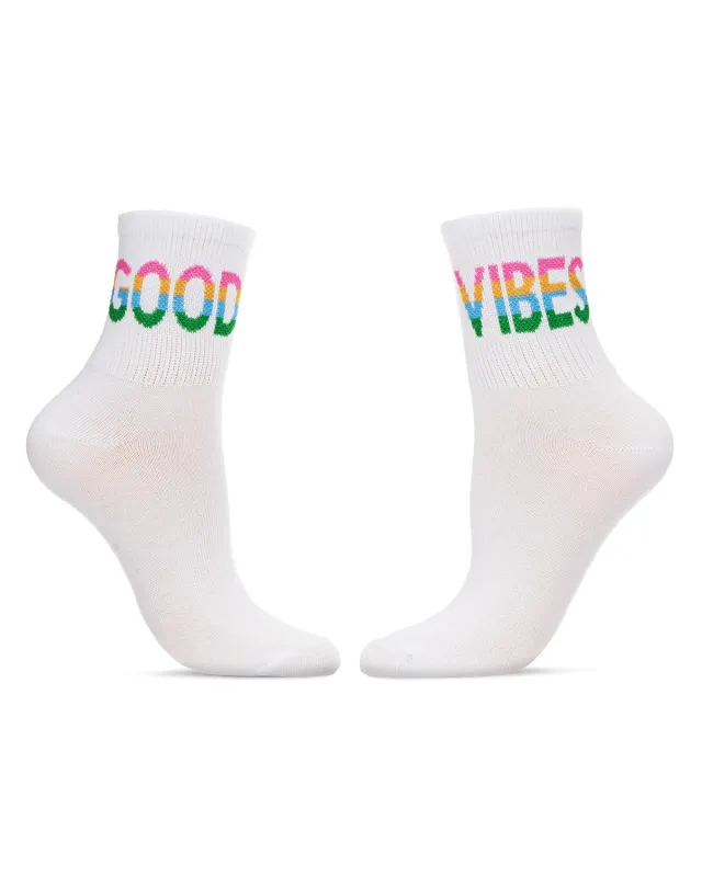 Women's Multicolor "Good Vibes" Positivity Anklet Sock made by MeMoi