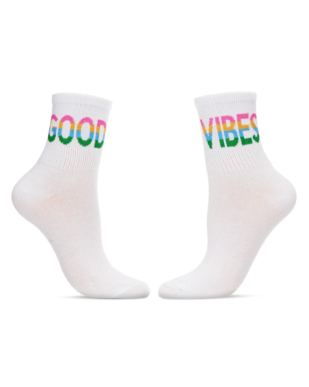 Women's Multicolor "Good Vibes" Positivity Anklet Sock sold by MeMoi