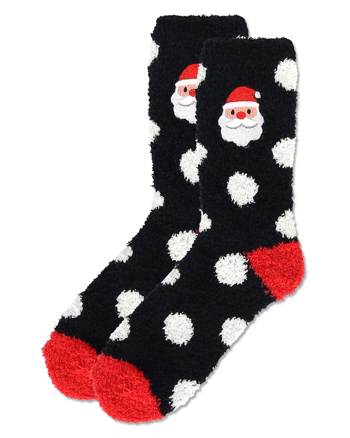 Women's Plush Polka Dot Santa Embroidery Cozy Crew Sock sold by MeMoi product image thumbnail 3