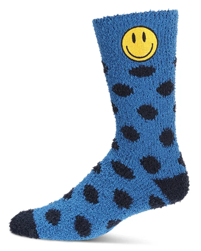 Men's Polka Dot Smiley Face Embroidery Cozy Crew Socks sold by MeMoi