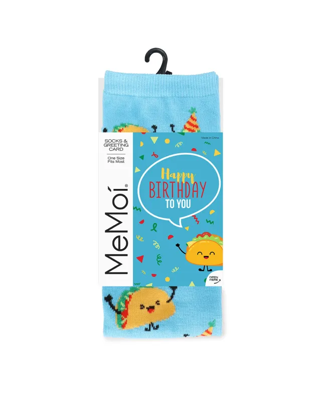 Have a FantasTACO Birthday Greeting Card Crew Socks sold by MeMoi