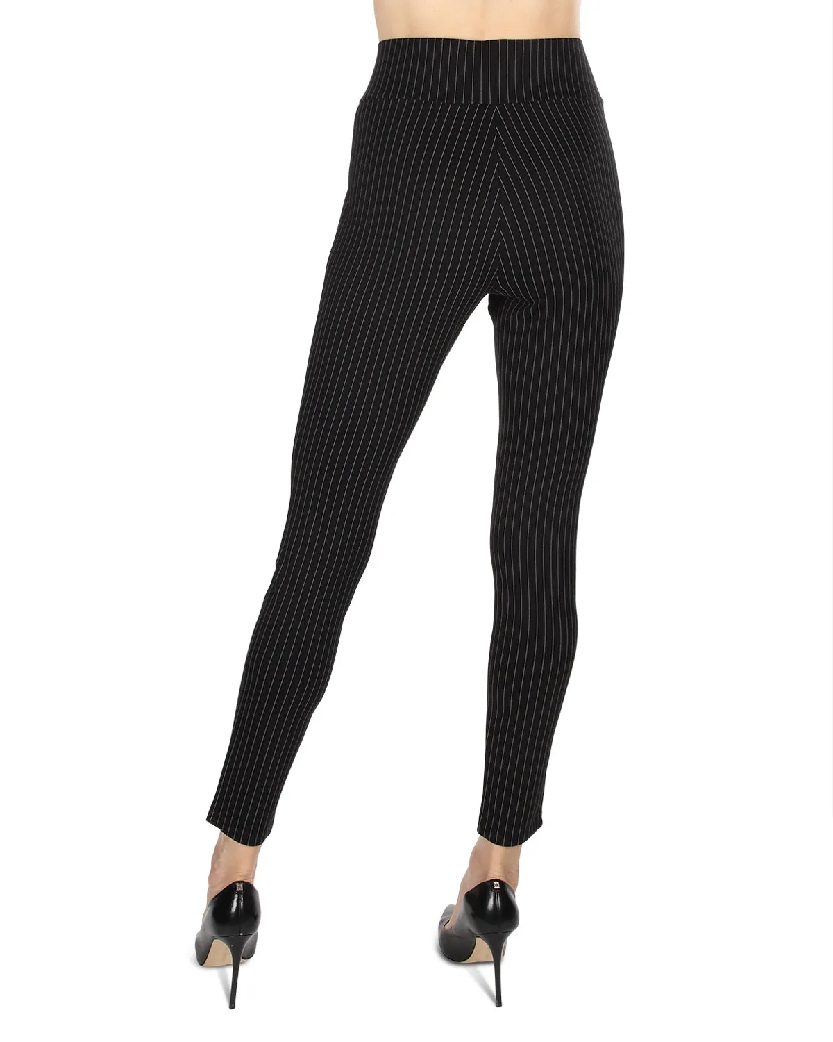 Women's Pinstripe High-Waist Straight Leg Shaping Leggings sold by MeMoi product image thumbnail 3