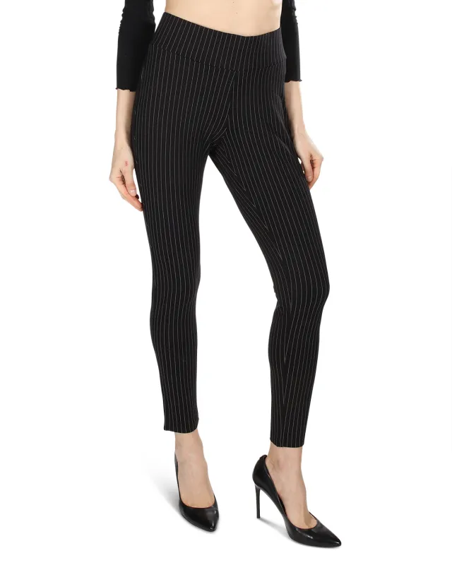 Women's Pinstripe High-Waist Straight Leg Shaping Leggings sold by MeMoi