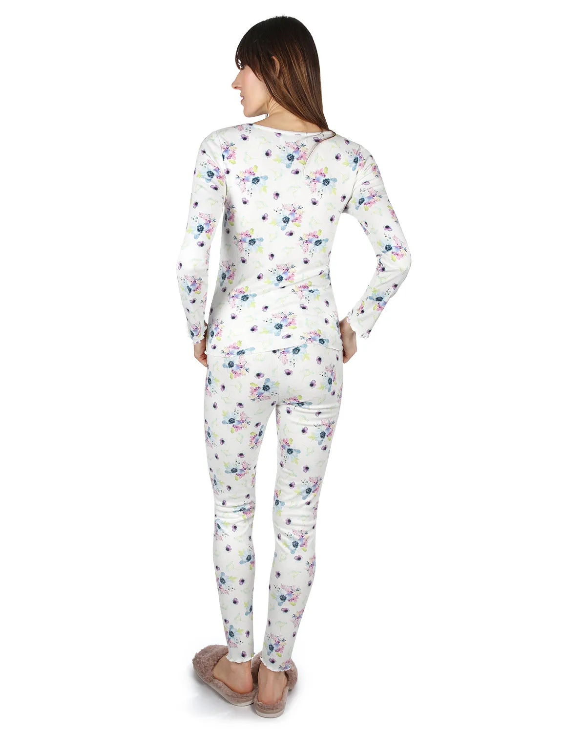 Women's Scalloped Edge Floral Two-Piece PJ Set sold by MeMoi product image thumbnail 3