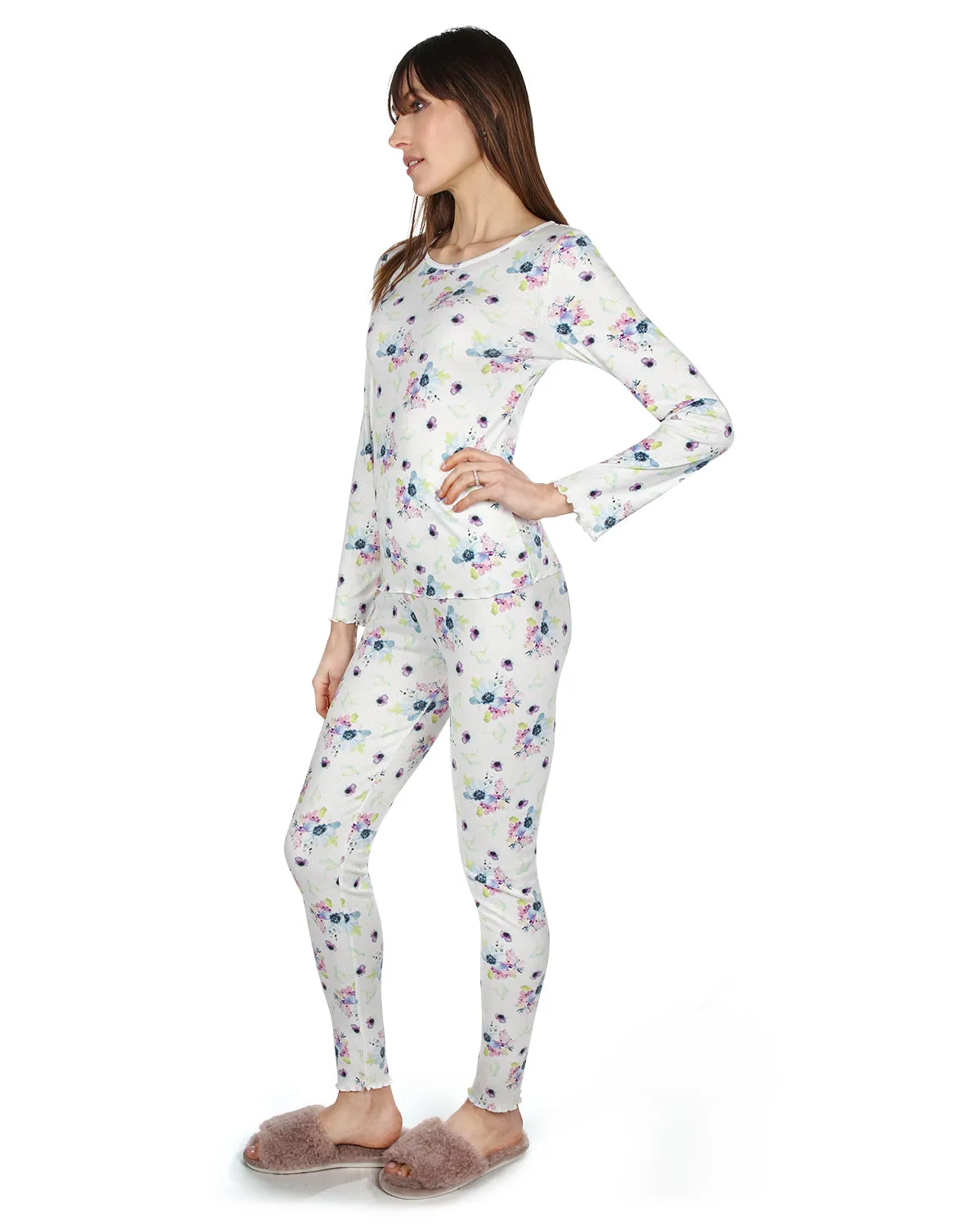 Women's Scalloped Edge Floral Two-Piece PJ Set sold by MeMoi product image thumbnail 2