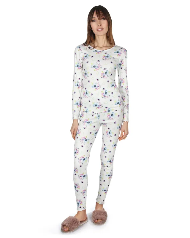 Women's Scalloped Edge Floral Two-Piece PJ Set made by MeMoi
