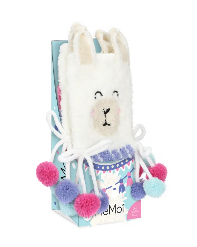 Women's Llama Embellished Critter Plush Crew Socks sold by MeMoi