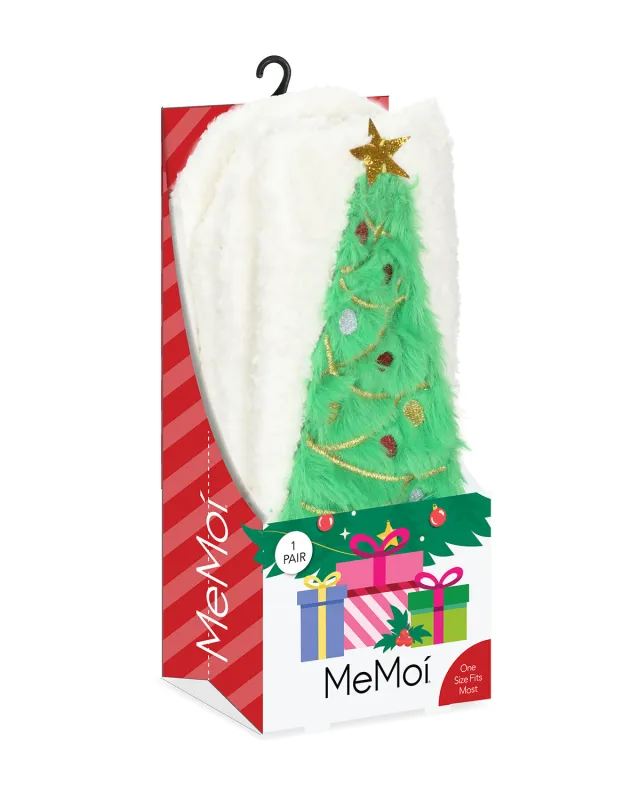 Women's Christmas Tree Embellished Plush Crew Socks sold by MeMoi