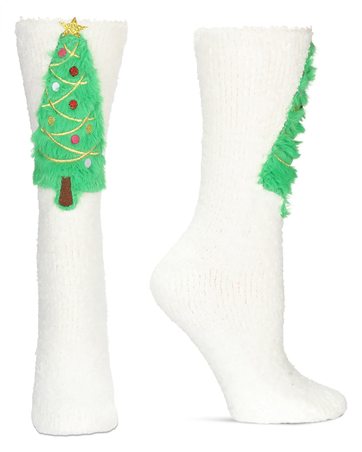 Women's Christmas Tree Embellished Plush Crew Socks sold by MeMoi product image thumbnail 2