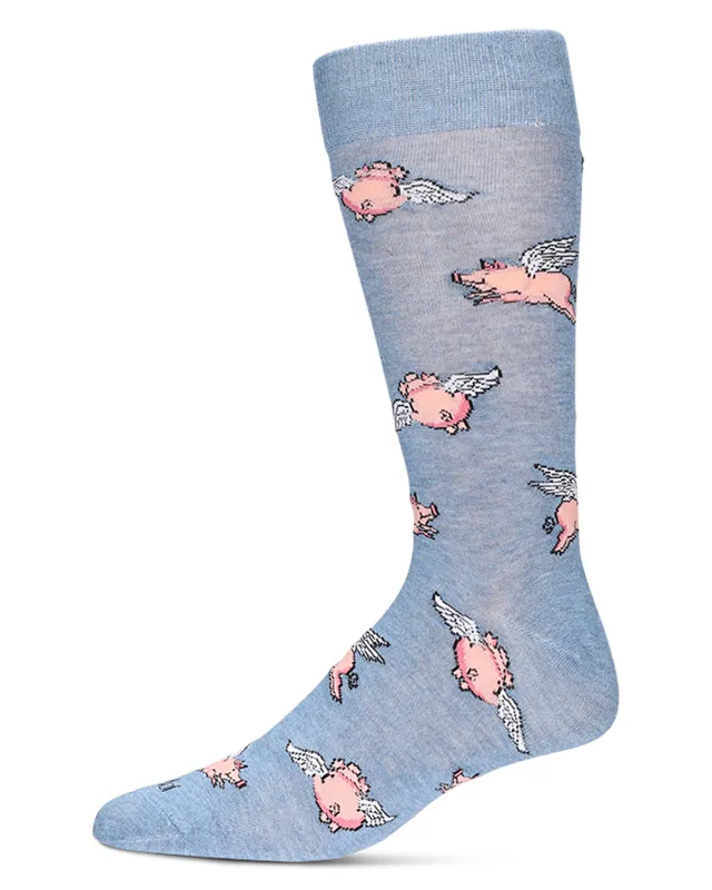 Men's Flying Pigs Bamboo Crew Socks sold by MeMoi