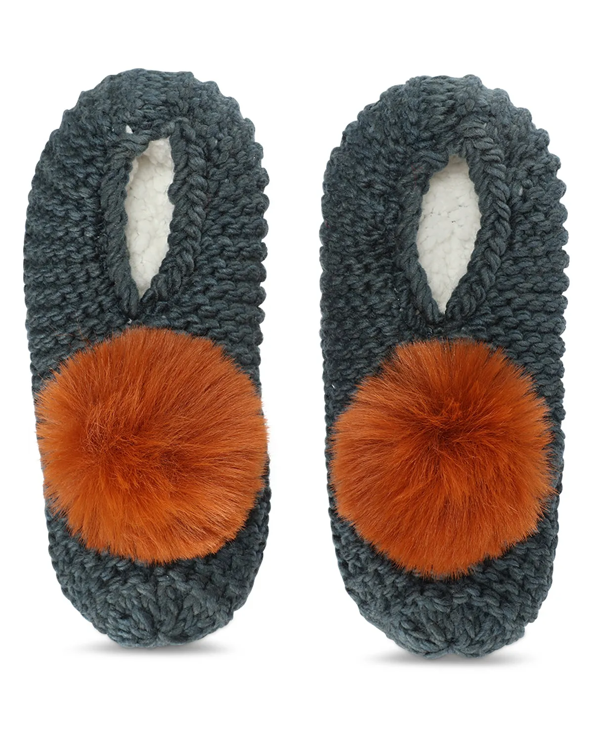 Women's Pompom Recycled Knit Sherpa Lined Slippers sold by MeMoi product image thumbnail 3