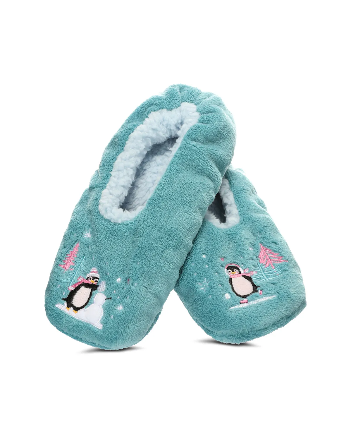 Women's Skating Penguin Sherpa Lined Slippers sold by MeMoi