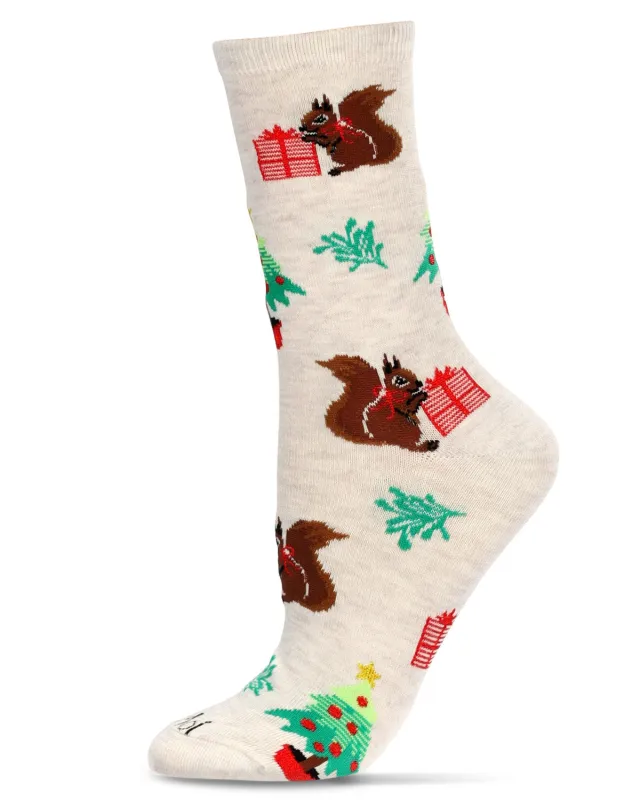 Women's Festive Squirrel Crew Socks sold by MeMoi
