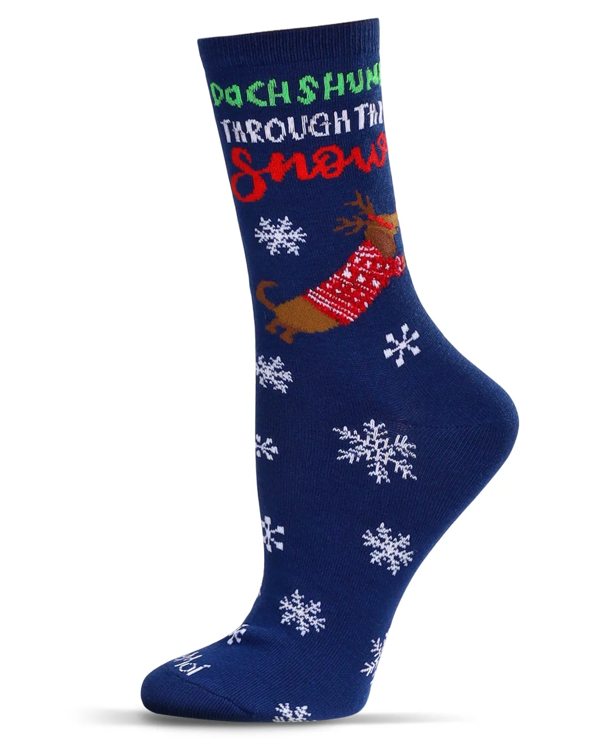 Women's Dachshund Through the Snow Holiday Crew Socks sold by MeMoi