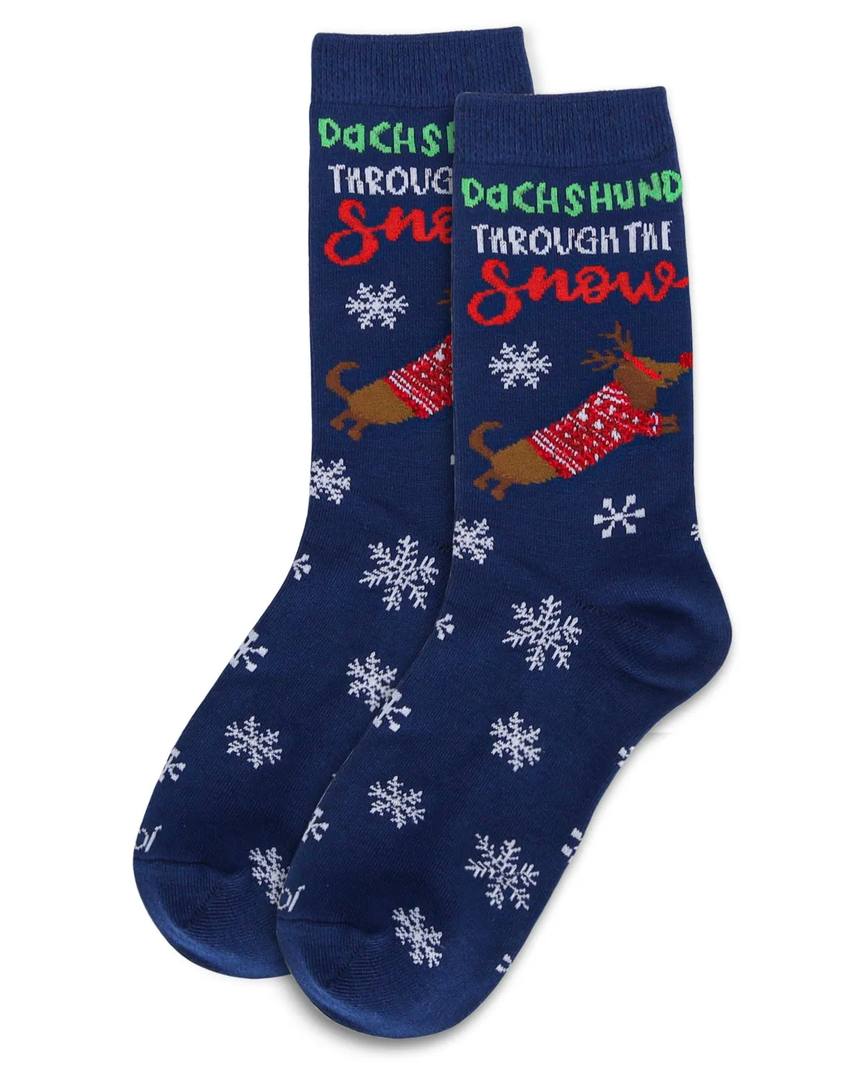 Women's Dachshund Through the Snow Holiday Crew Socks sold by MeMoi product image thumbnail 3