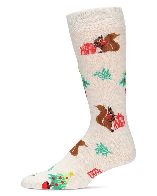 Men's Squirrels Holiday Crew Socks sold by MeMoi