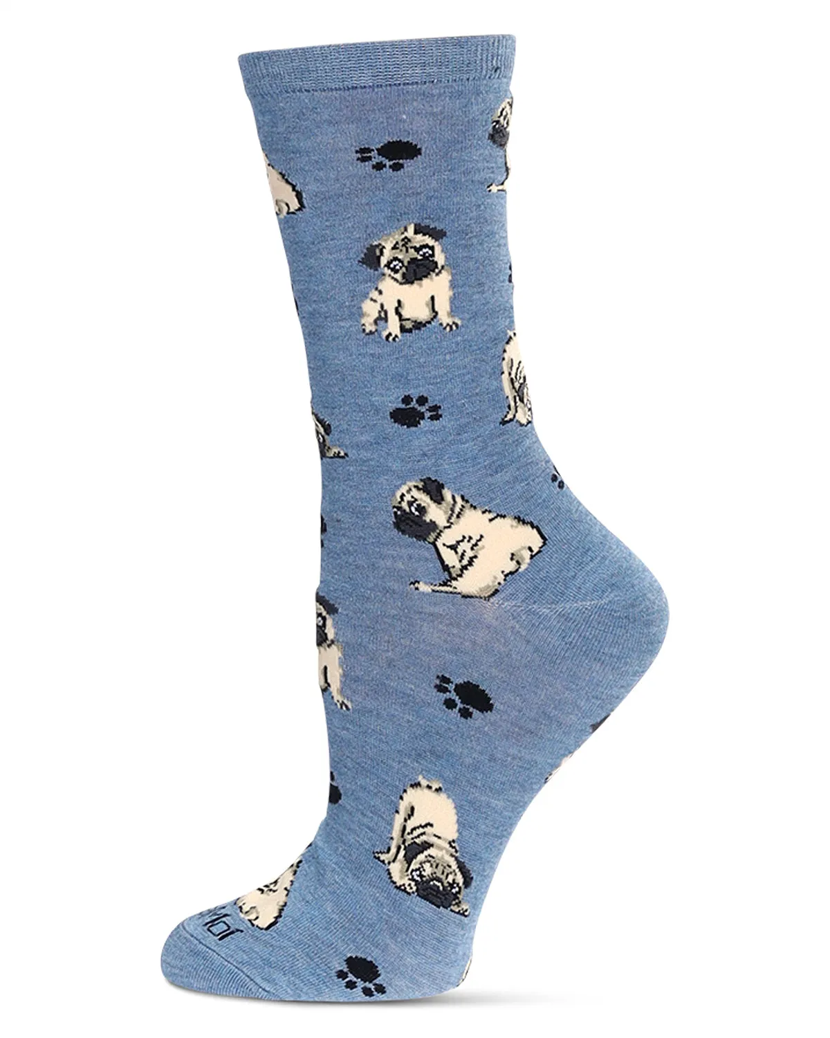 Women's Pugs Bamboo Crew Socks sold by MeMoi