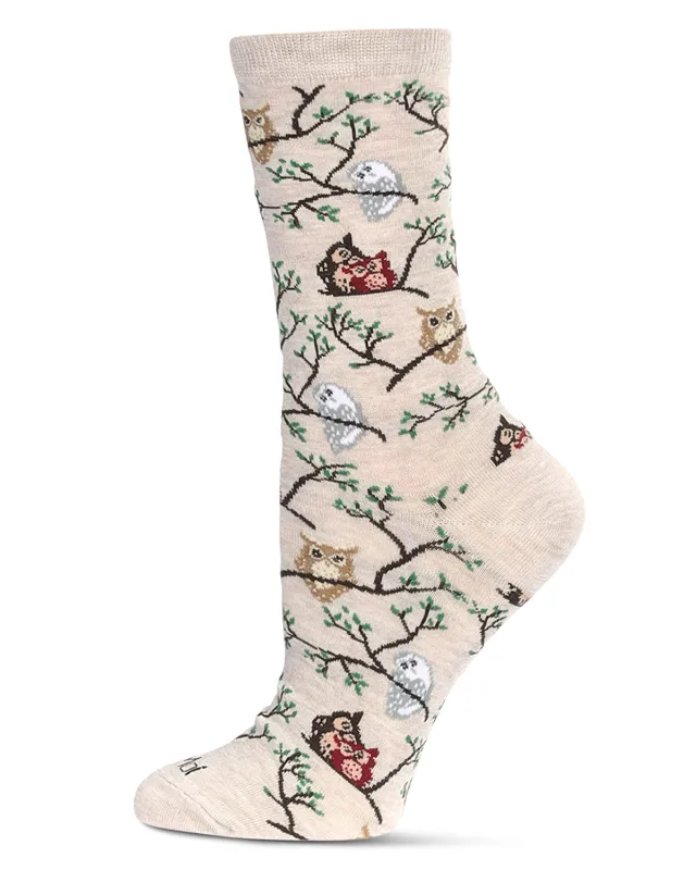 Women's Owls Bamboo Crew Socks sold by MeMoi