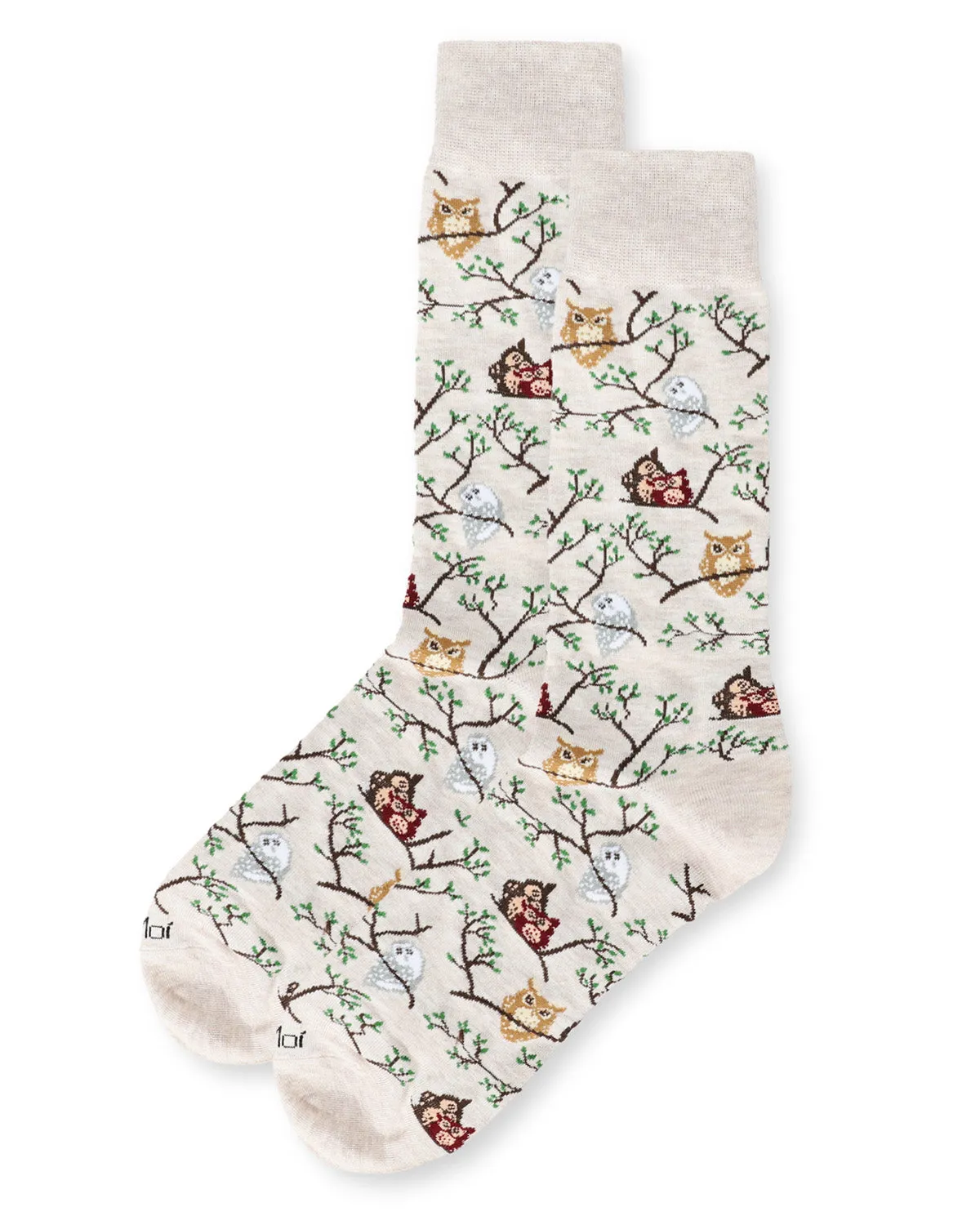 Men's Embroidered Owls Bamboo Crew Socks sold by MeMoi product image thumbnail 2