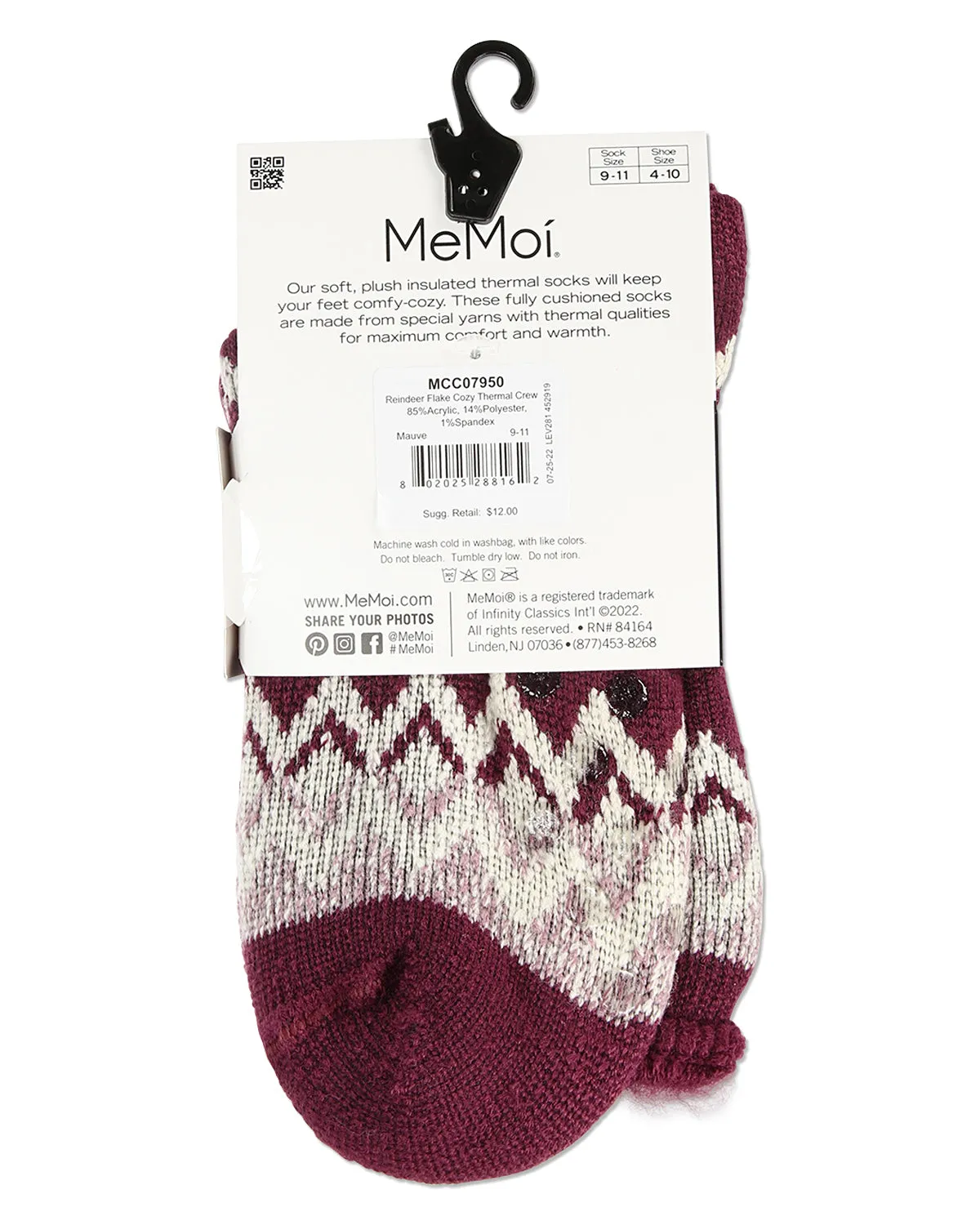 Women's Reindeer Flake Cozy Warm Thermal Crew Socks sold by MeMoi product image thumbnail 4