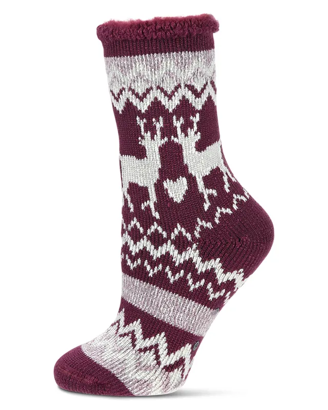 Women's Reindeer Flake Cozy Warm Thermal Crew Socks sold by MeMoi