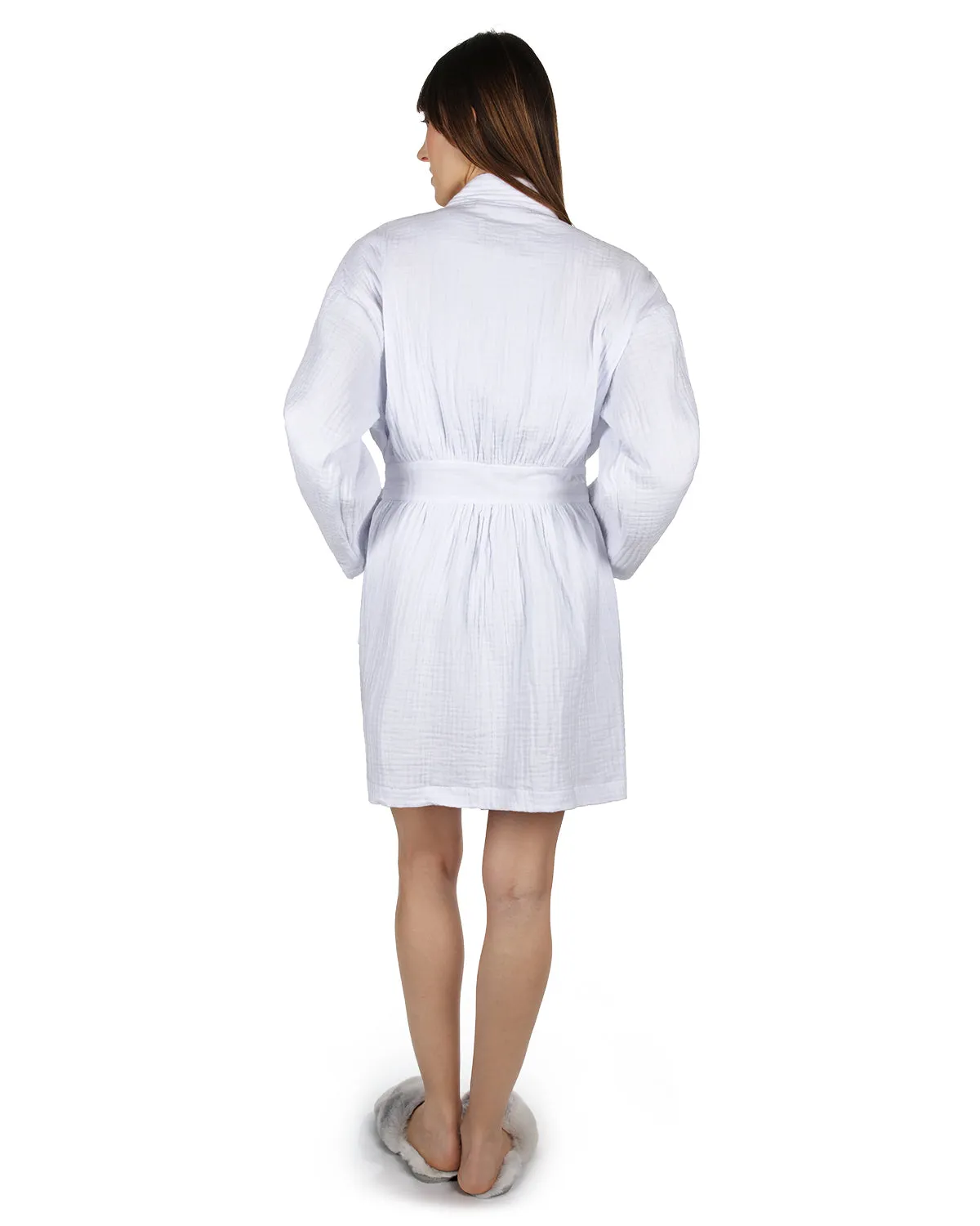 Women's 100% Cotton Woven Gauze Short Kimono Robe sold by MeMoi product image thumbnail 3