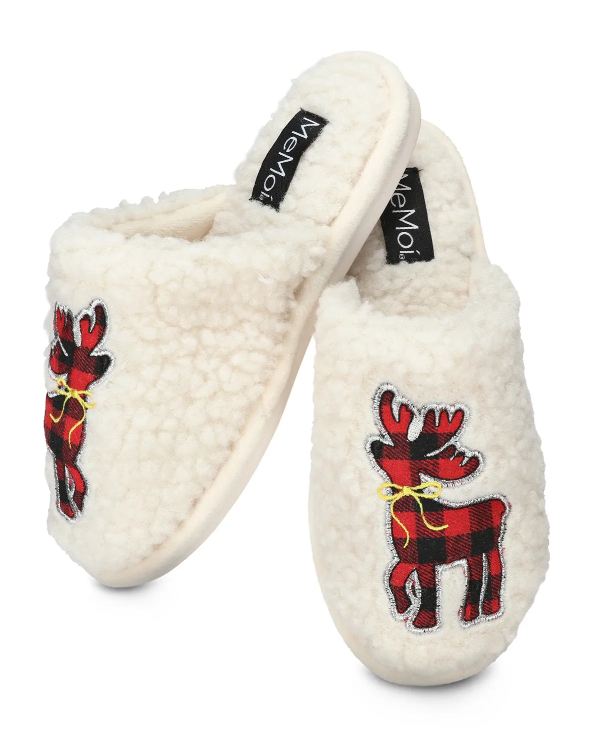 Women's Plaid Reindeer Plush Slippers sold by MeMoi product image thumbnail 2