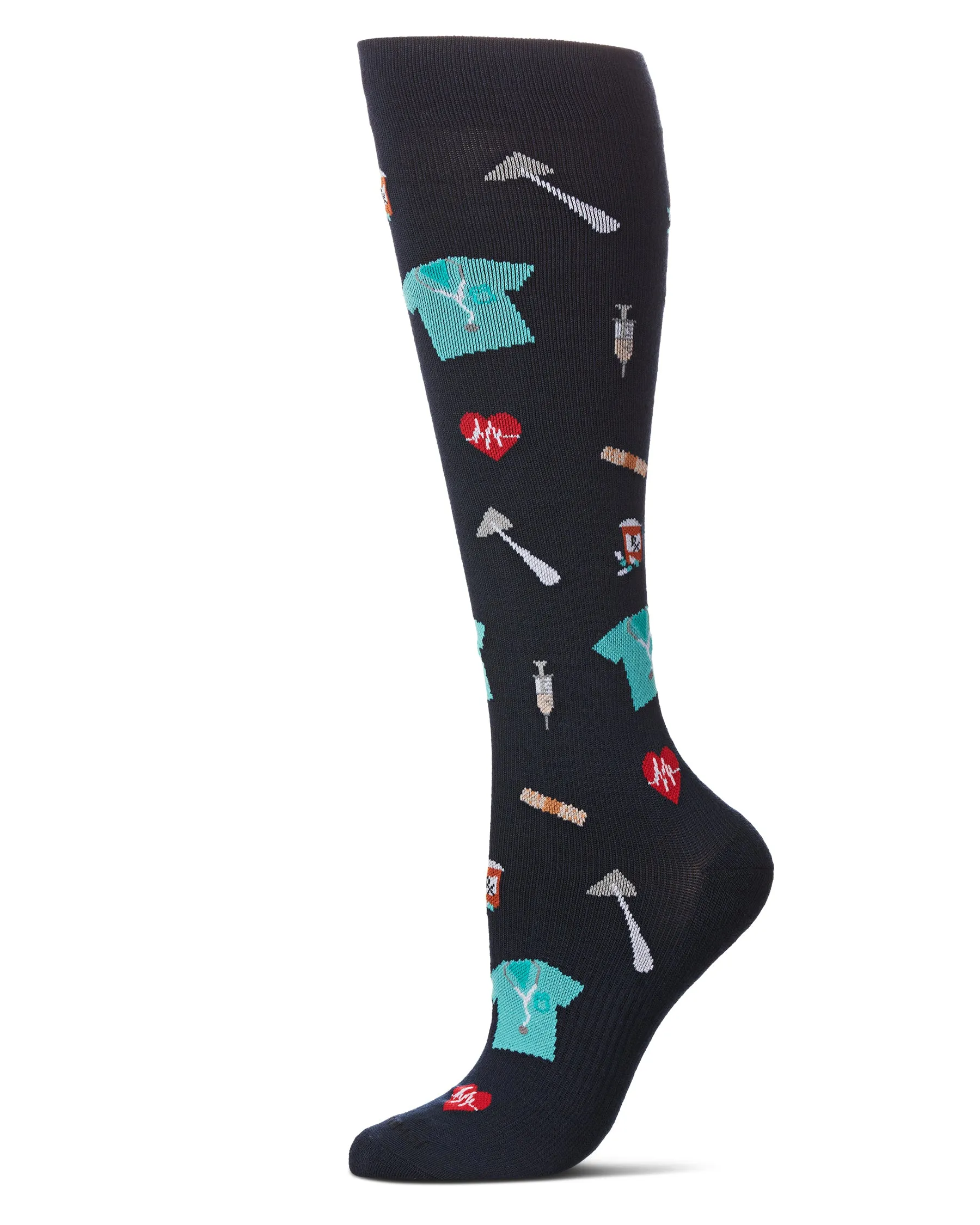 Women's Medical Themed Bamboo Blend 8-15 MMHG Graduated Compression Socks sold by MeMoi